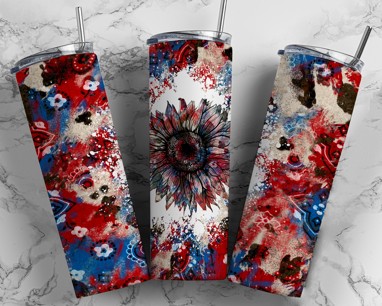 Red, White and Blue Sunflower