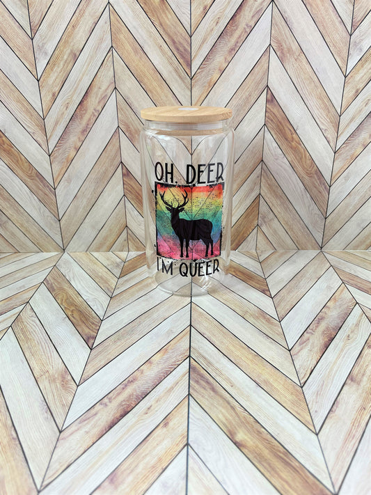 Oh Deer I'm Queer Beer Can Glass