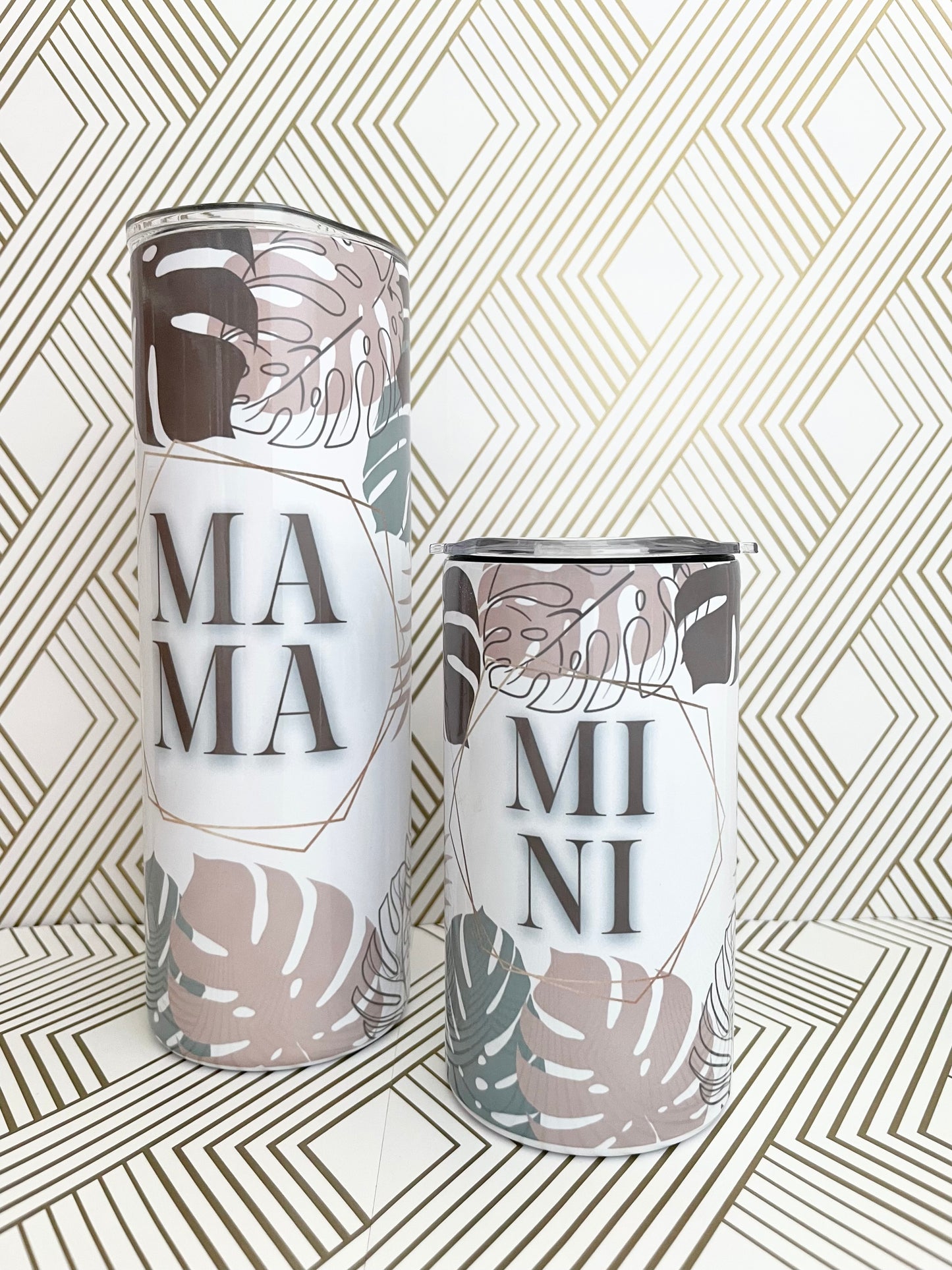 Mama and Mini Monstera Tumbler Set