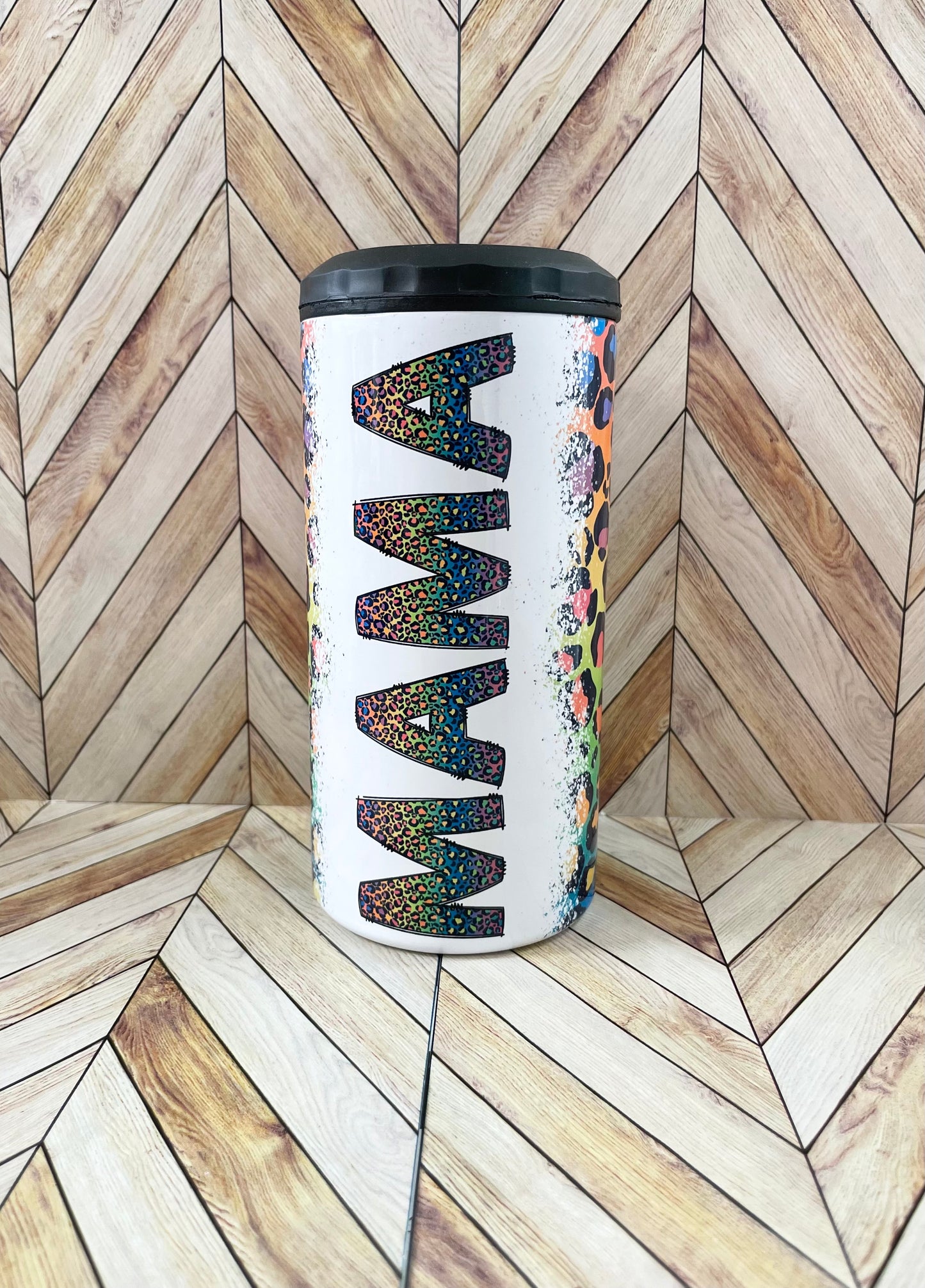 Personalized Rainbow Leopard 4 in 1 Can Cooler