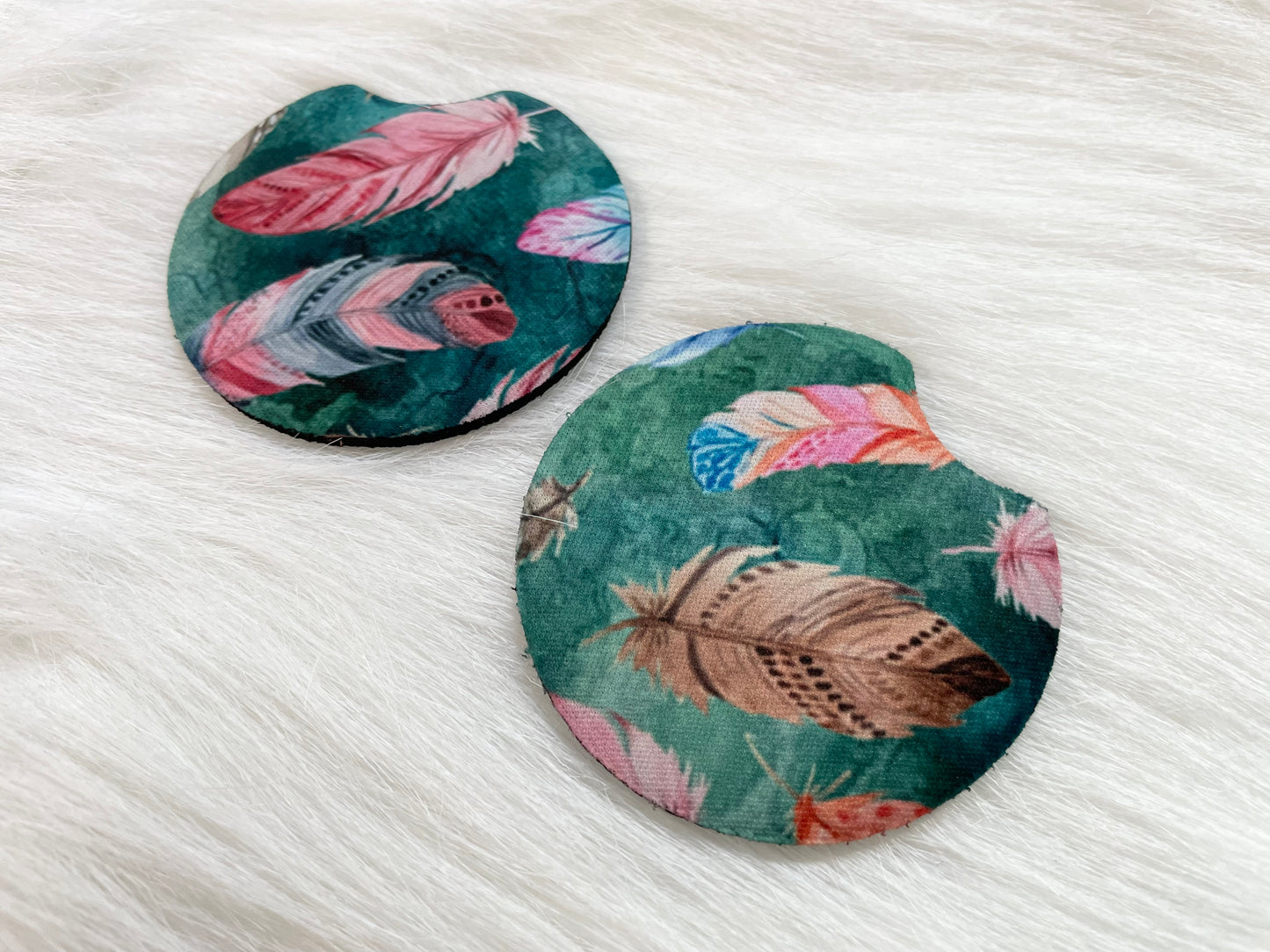 Feathers Car Coaster - Set of 2