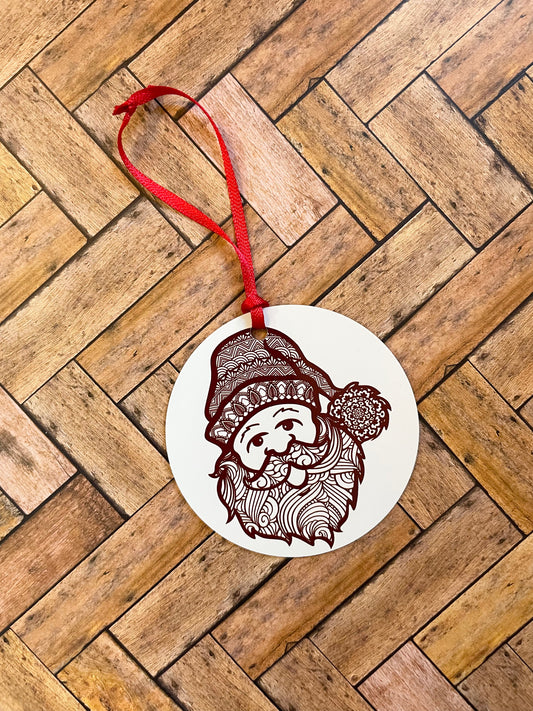 Santa Mandala Christmas Ornament