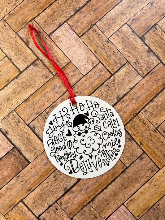 Santa Typography Christmas Ornament