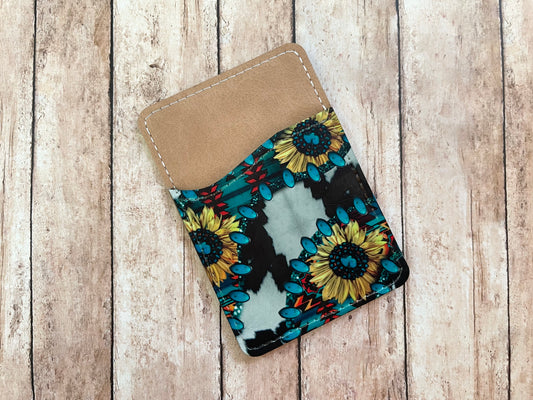 Turquoise Sunflower Phone Wallet
