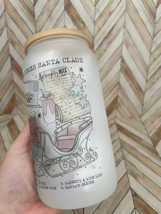 Here Comes Santa Claus Beer Can Glass