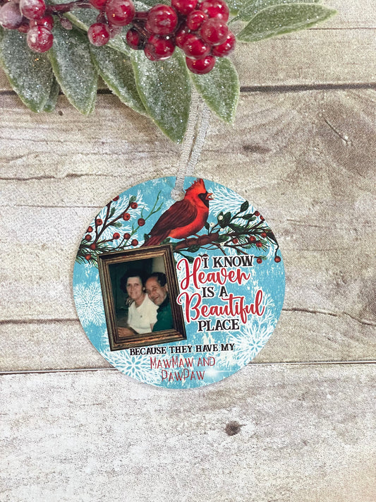 Heaven Is A Beautiful Place Christmas Ornament - Personalized